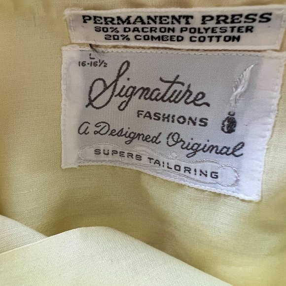 60's Mens Yellow Short Sleeve Shirt - Size Large 16 - 16 1/2 - Picture 8 of 8